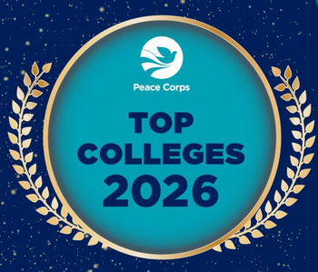 Peace Corps logo in seal labeled "Top Colleges 2025"